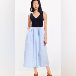 LOFT Mix Media Midi Pocket Dress